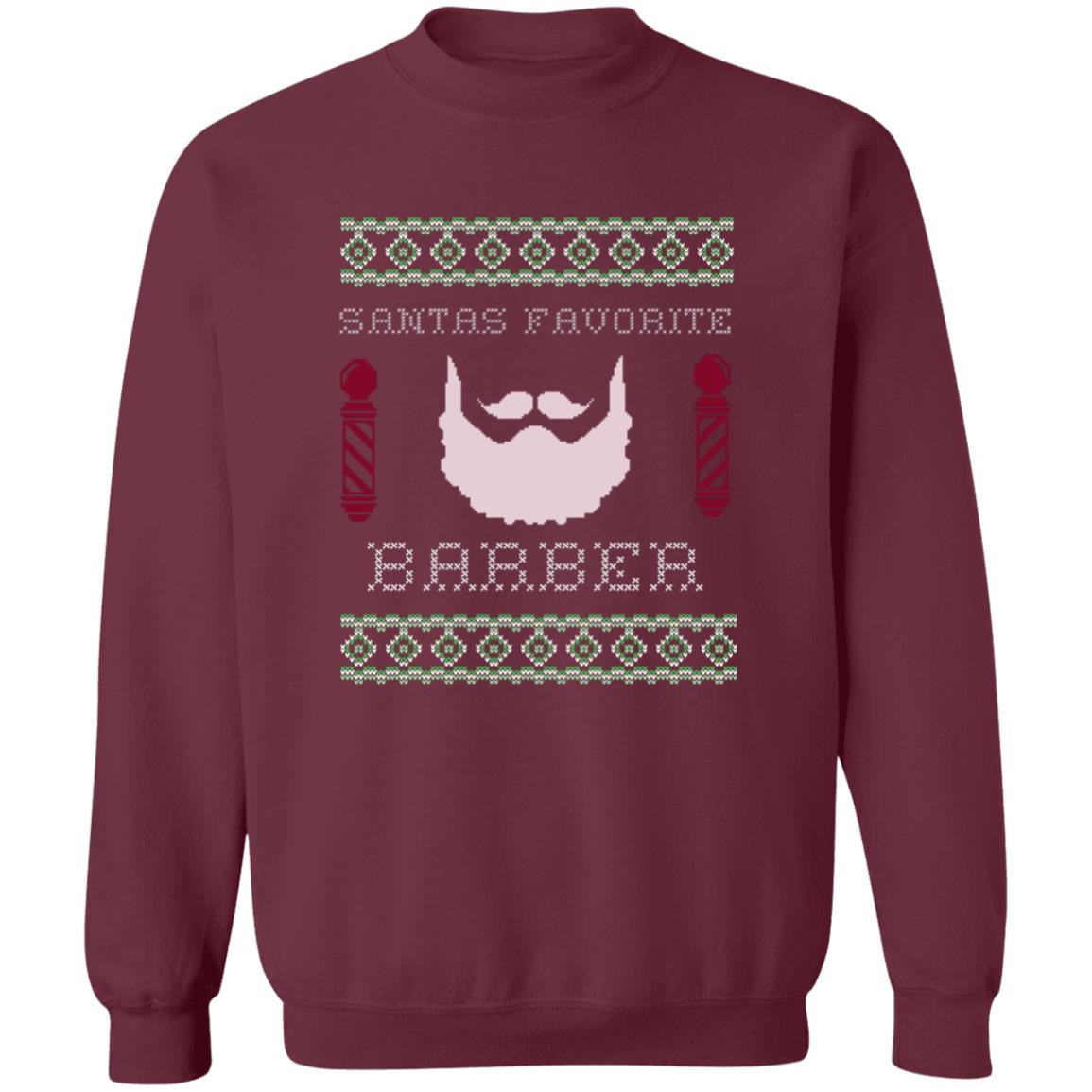 SANTAS FAVORITE BARBER l Christmas Crewneck Pullover Sweatshirt