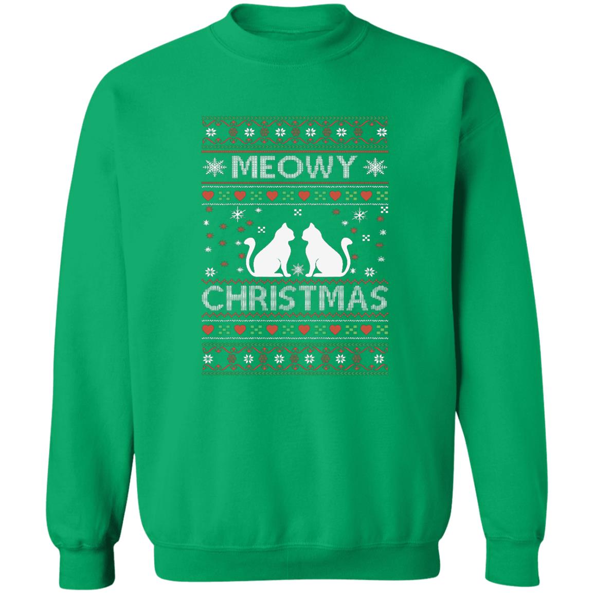 MEOWY CHRISTMAS l Cat Crewneck Pullover Sweatshirt