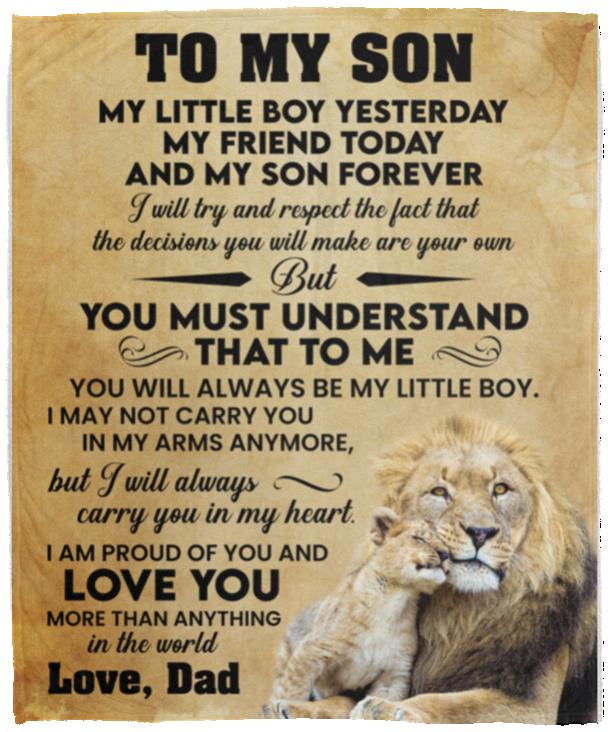 To My Son l My Little Boy Yesterday, Gold l Love Dad Blanket