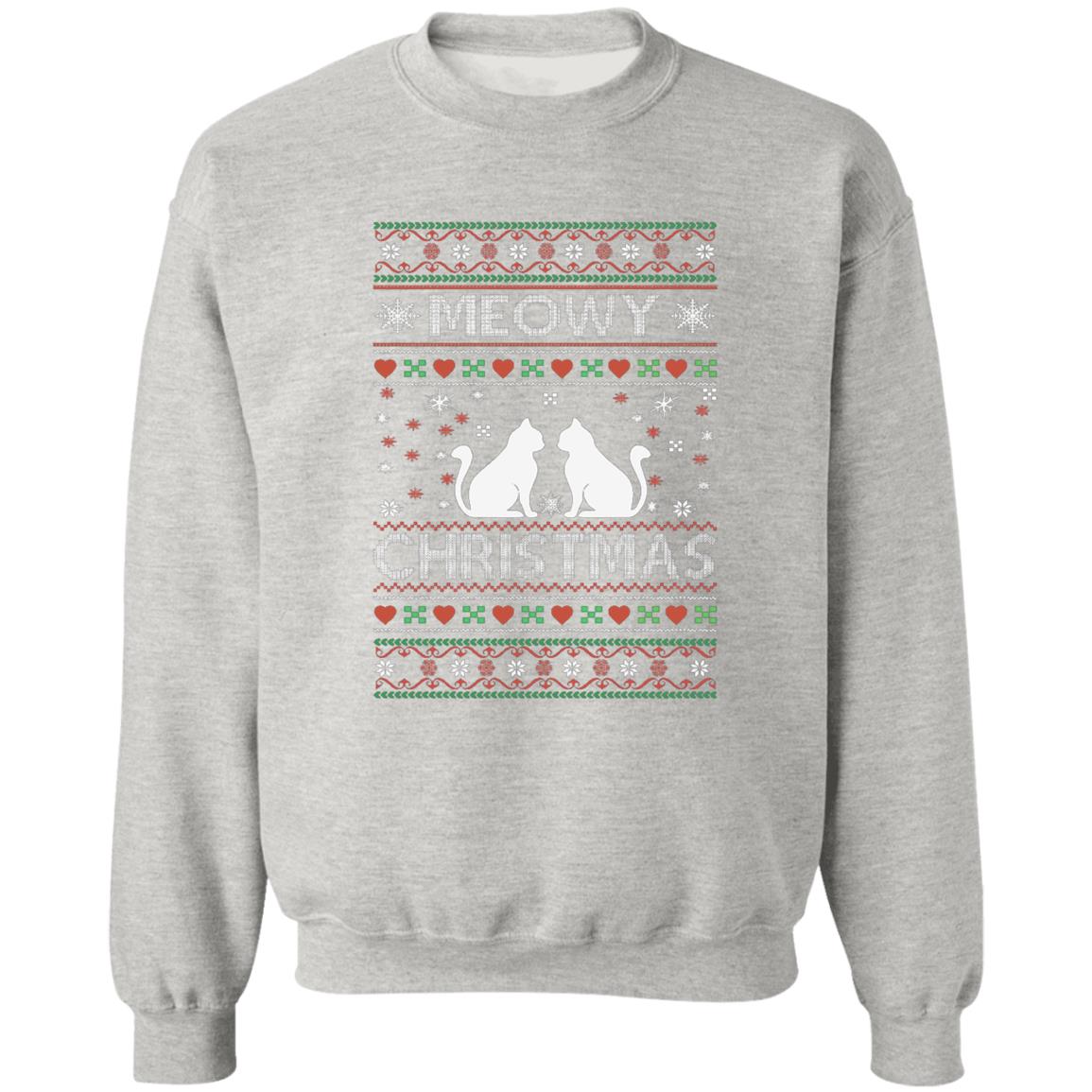 MEOWY CHRISTMAS l Cat Crewneck Pullover Sweatshirt