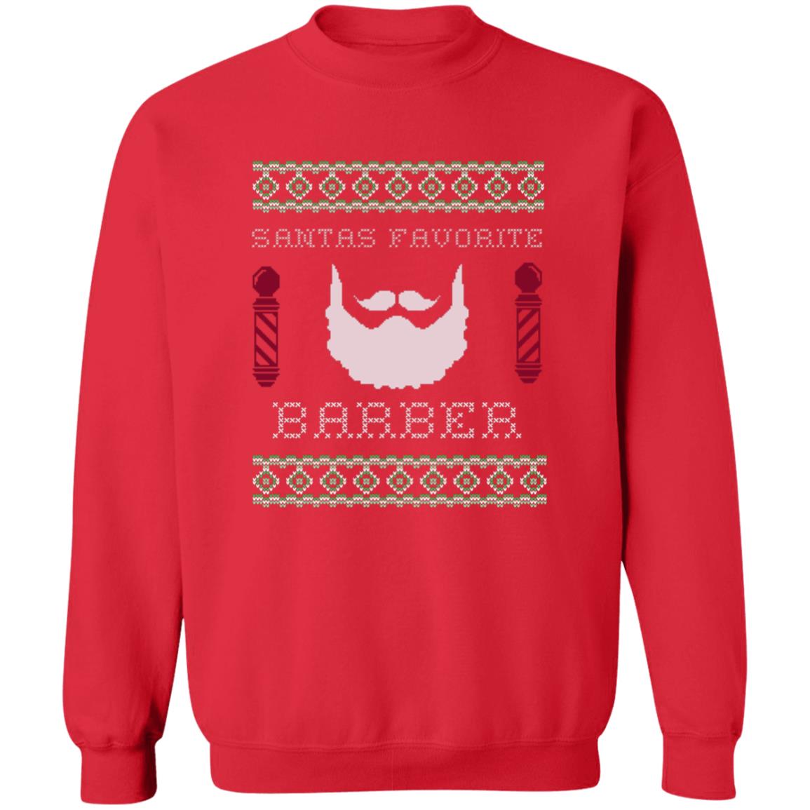 SANTAS FAVORITE BARBER l Christmas Crewneck Pullover Sweatshirt