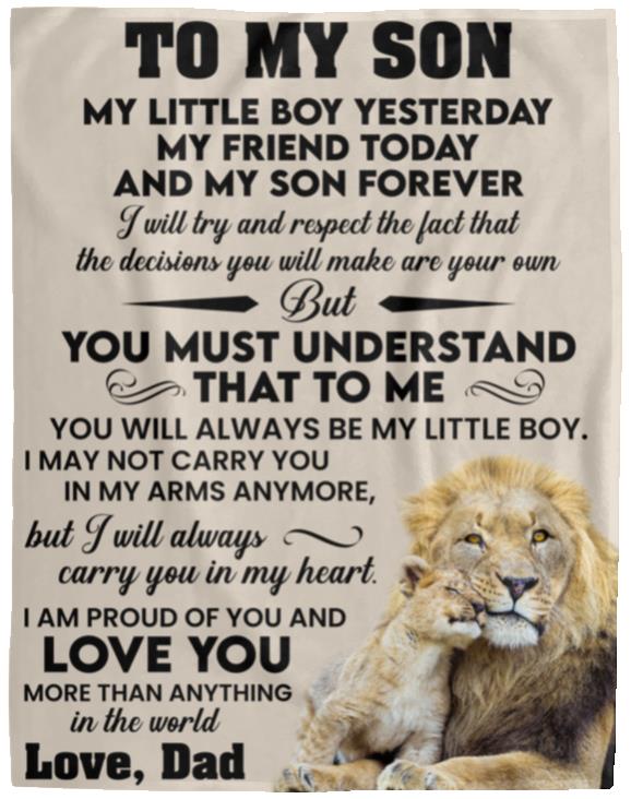 To My Son l My Little Boy Yesterday, Love Dad Tan Blanket