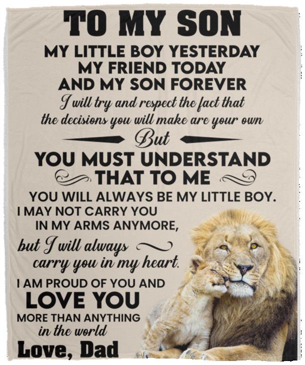 To My Son l My Little Boy Yesterday, Love Dad Tan Blanket