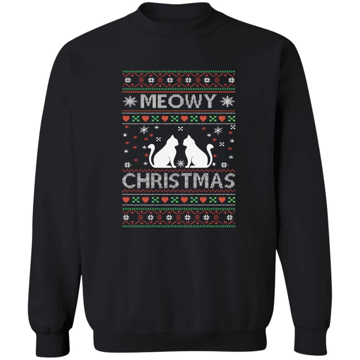 MEOWY CHRISTMAS l Cat Crewneck Pullover Sweatshirt