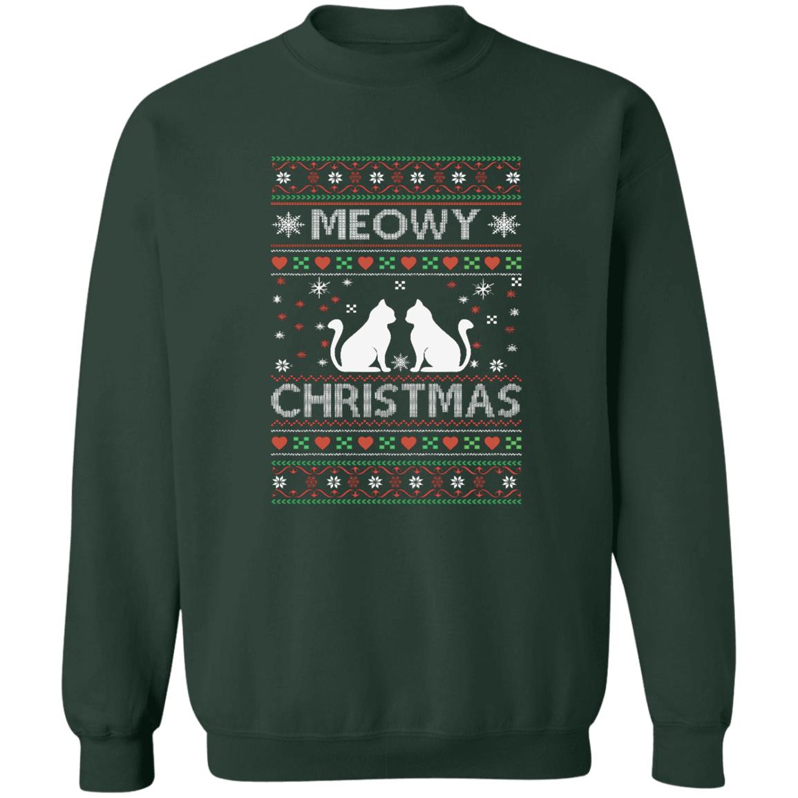 MEOWY CHRISTMAS l Cat Crewneck Pullover Sweatshirt