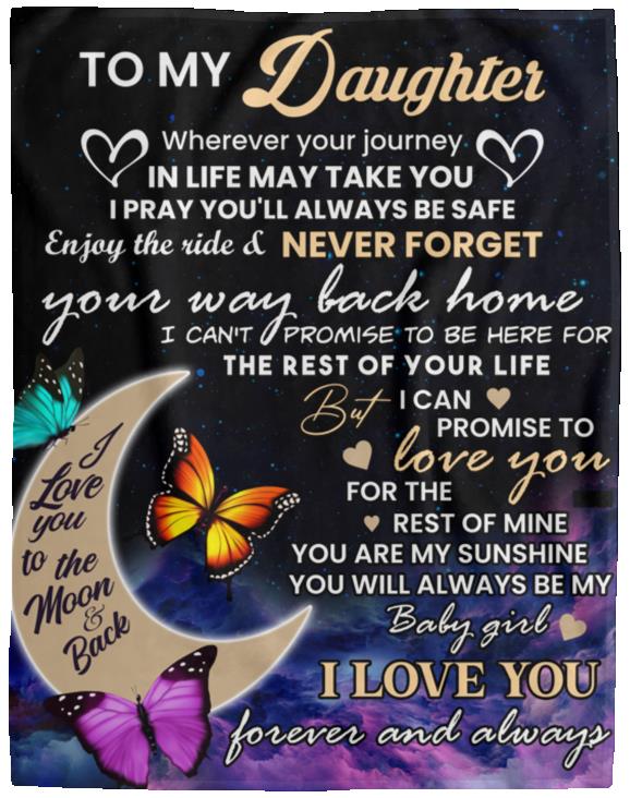 To My Daughter l I Love You To The Moon, Mom or Dad l Blanket