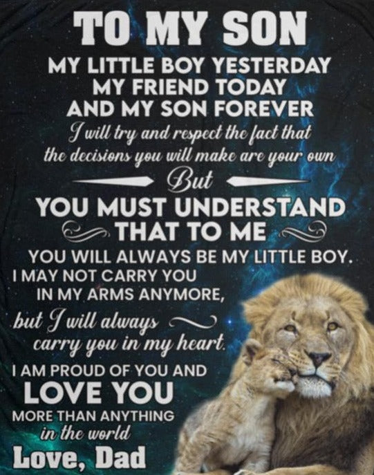 To My Son l My Little Boy Yesterday, Blue l Love Dad l Blanket