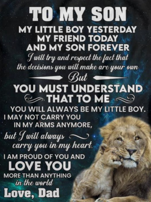 To My Son l My Little Boy Yesterday, Blue l Love Dad l Blanket