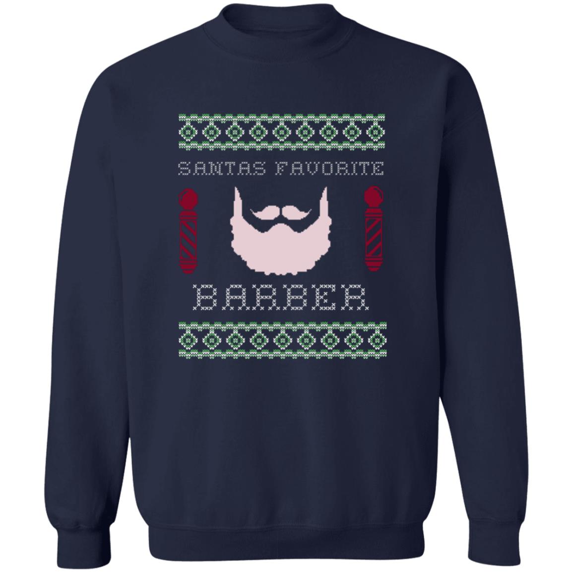 SANTAS FAVORITE BARBER l Christmas Crewneck Pullover Sweatshirt