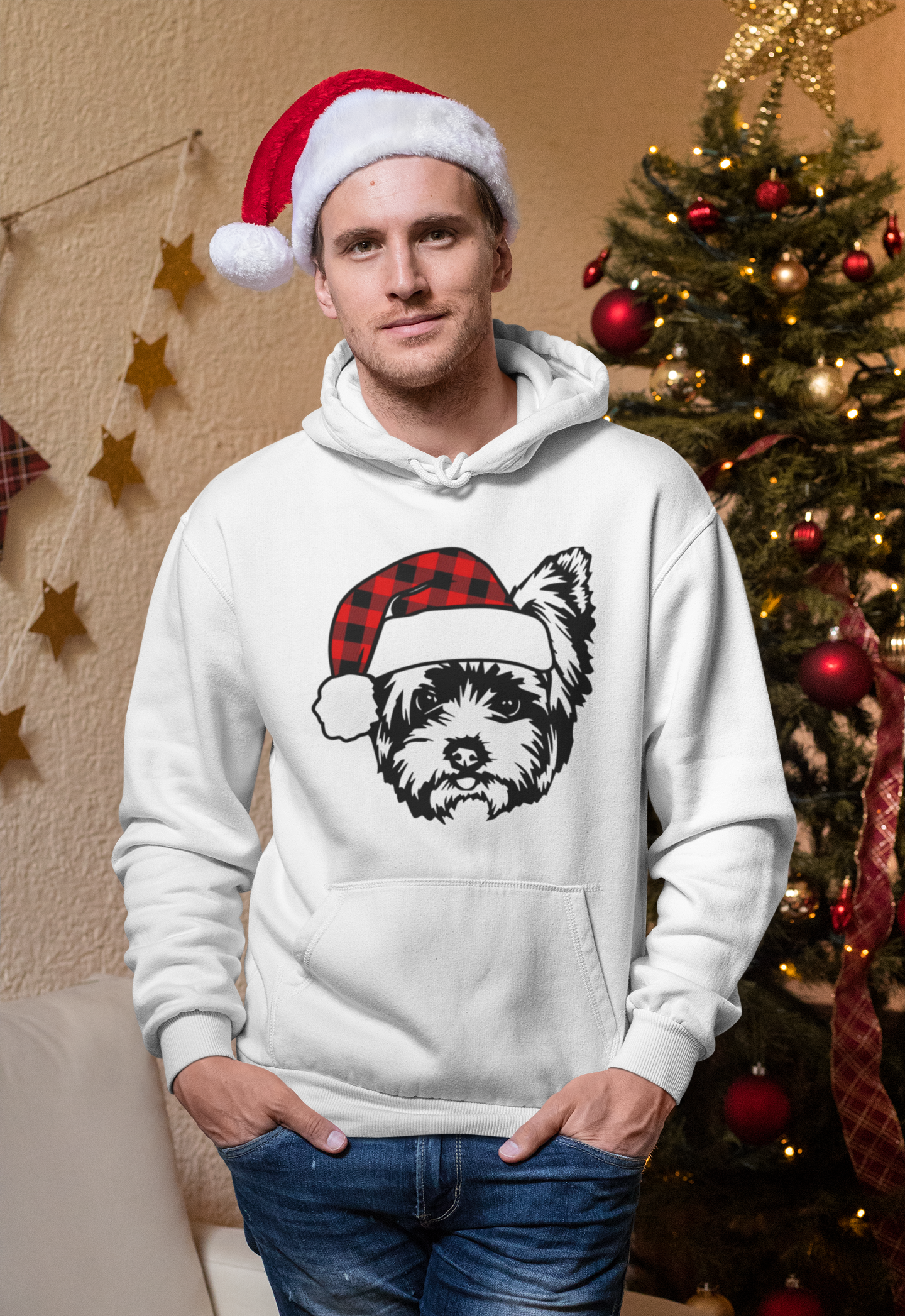 Feliz Naughty Dog l Yorkie l Christmas Pullover Hoodie