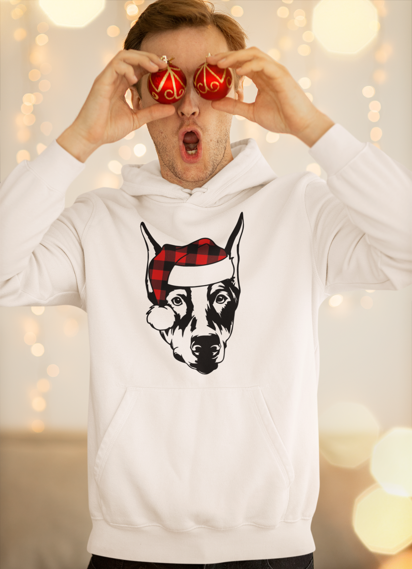 Santa PAWS l Doberman l Christmas Pullover Hoodie