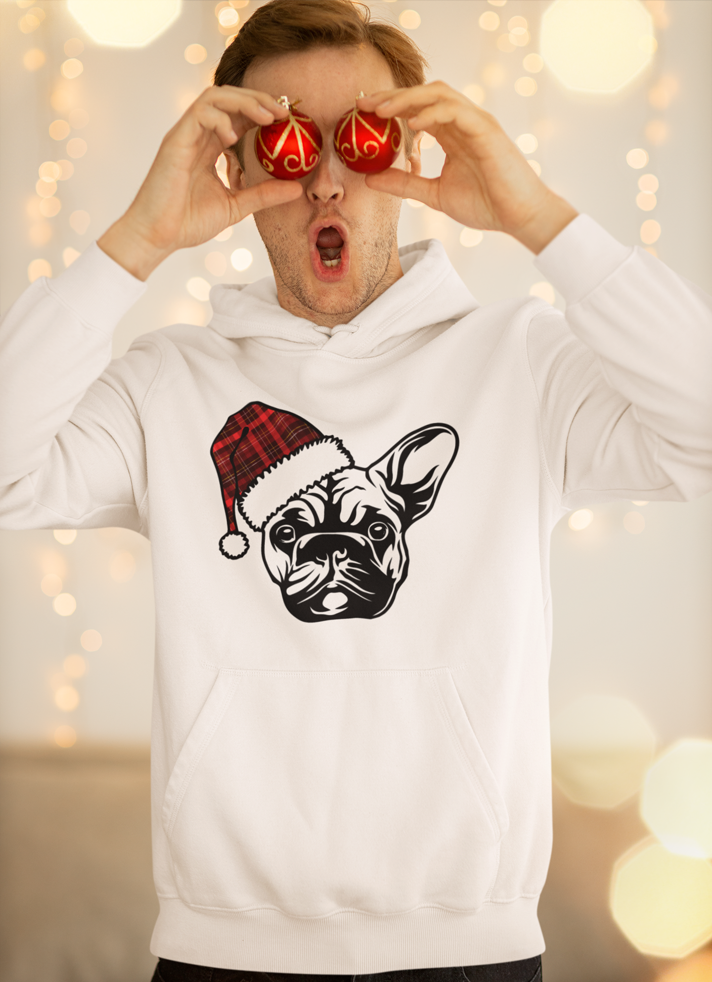 Frolicking Frenchie l French Bulldog l Christmas Pullover Hoodie