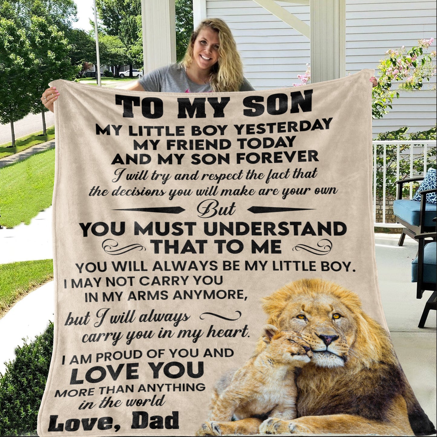 To My Son l My Little Boy Yesterday, Love Dad Tan Blanket