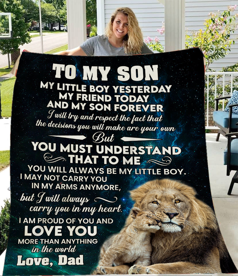 To My Son l My Little Boy Yesterday, Blue l Love Dad l Blanket