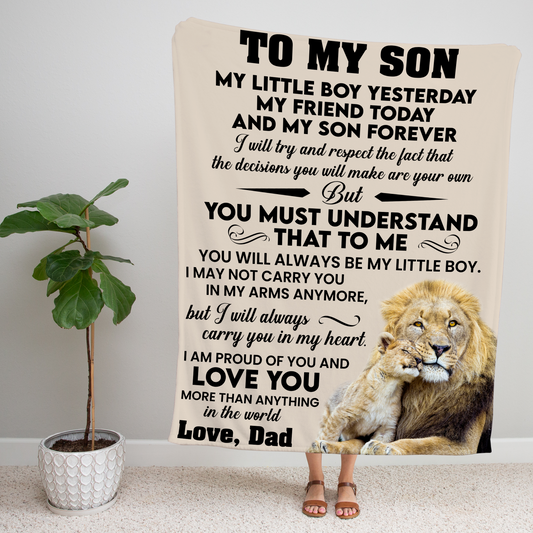 To My Son l My Little Boy Yesterday, Love Dad Tan Blanket