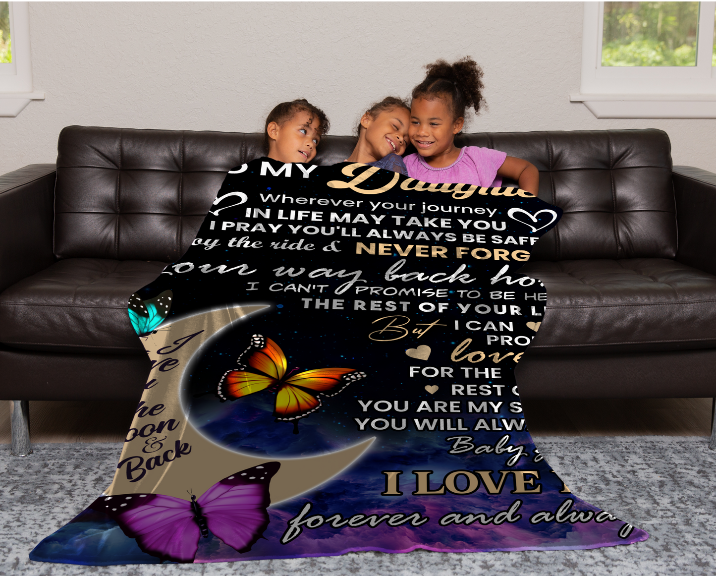 To My Daughter l I Love You To The Moon, Mom or Dad l Blanket