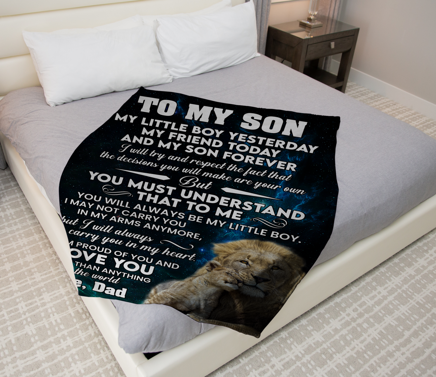 To My Son l My Little Boy Yesterday, Blue l Love Dad l Blanket