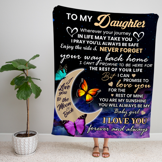 To My Daughter l I Love You To The Moon, Mom or Dad l Blanket