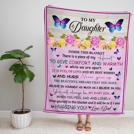 To My Daughter l Comfort & Warmth, Love Dad Blanket