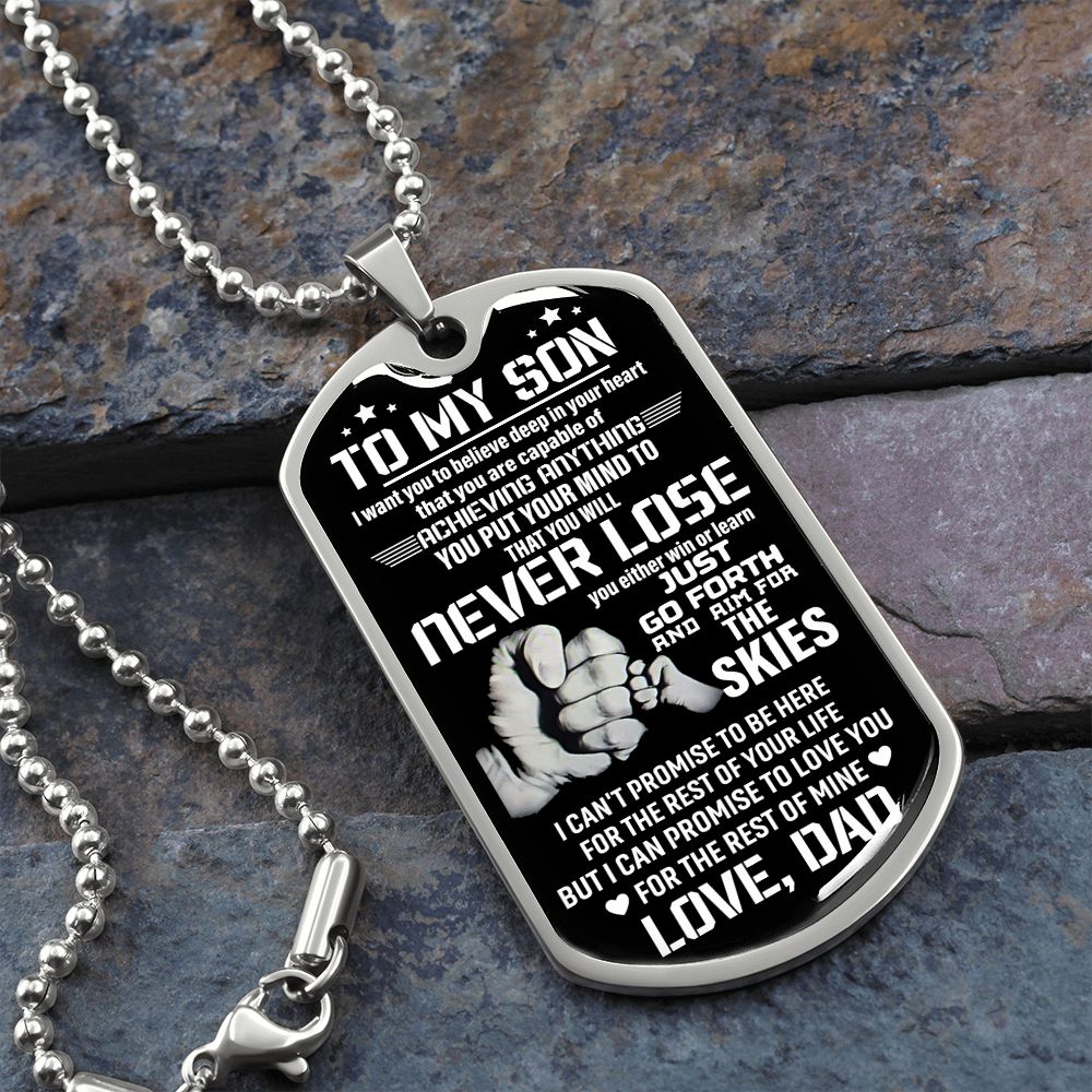To My Son, NEVER LOSE Dog Tag Necklace