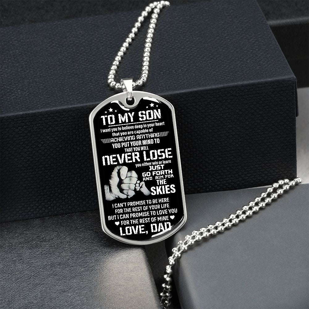To My Son, NEVER LOSE Dog Tag Necklace