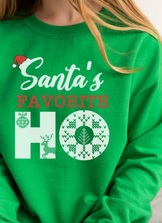 Santa's Favorite HO l Crewneck Pullover Sweatshirt