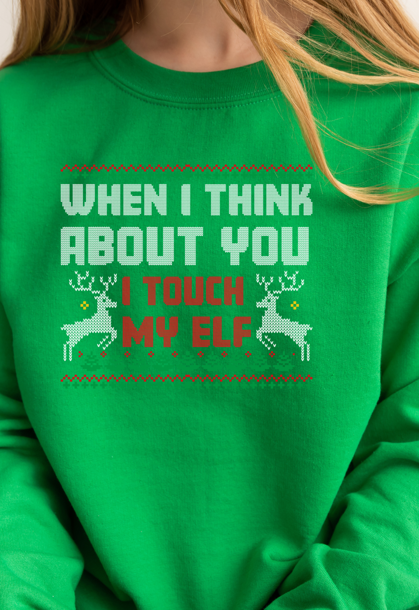 I Touch My Elf l  Christmas  Crewneck Pullover Sweatshirt