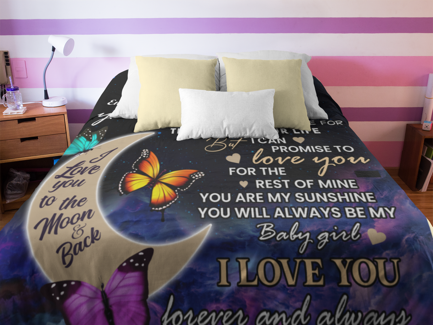 To My Daughter l I Love You To The Moon, Mom or Dad l Blanket