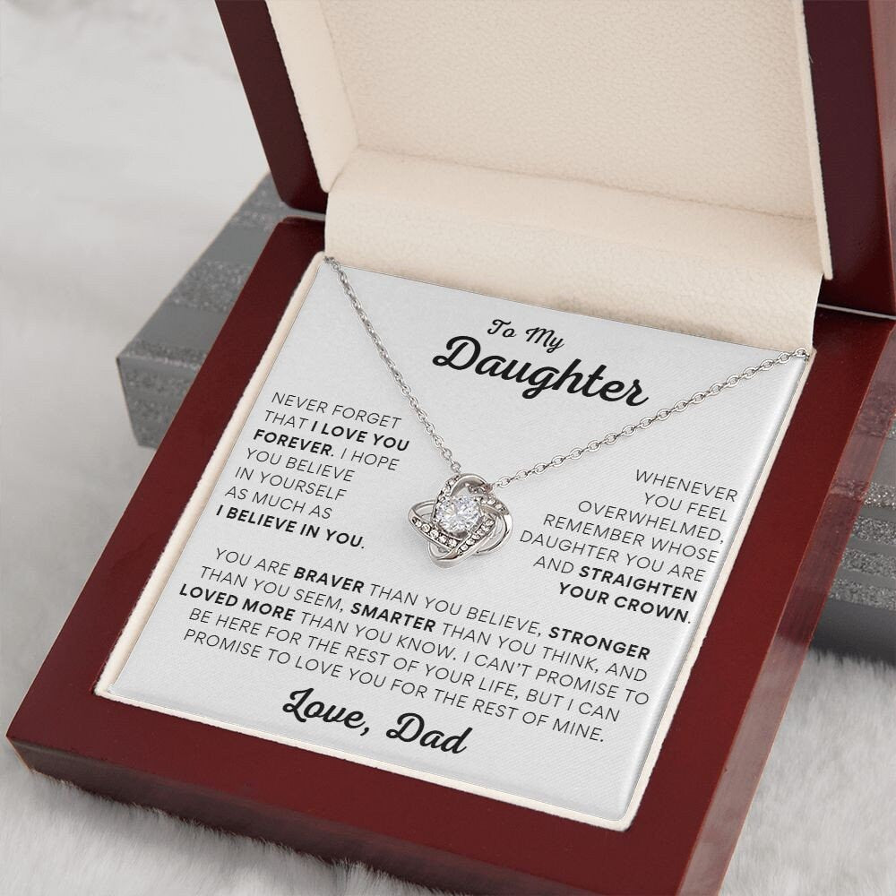 To My Daughter l Braver Stronger Smarter l Love Knot Necklace