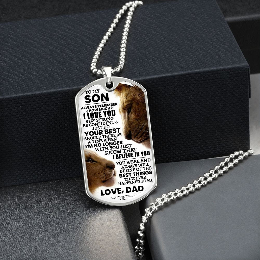 To My Son Dog Tag Necklace from Dad, Young Boy Dog Tag, Father to Son Gift, Teen Necklace, Daddy Son Keepsake, Personalized Dog Tag For Son