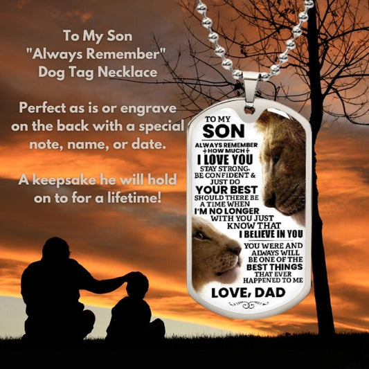 To My Son Dog Tag Necklace from Dad, Young Boy Dog Tag, Father to Son Gift, Teen Necklace, Daddy Son Keepsake, Personalized Dog Tag For Son