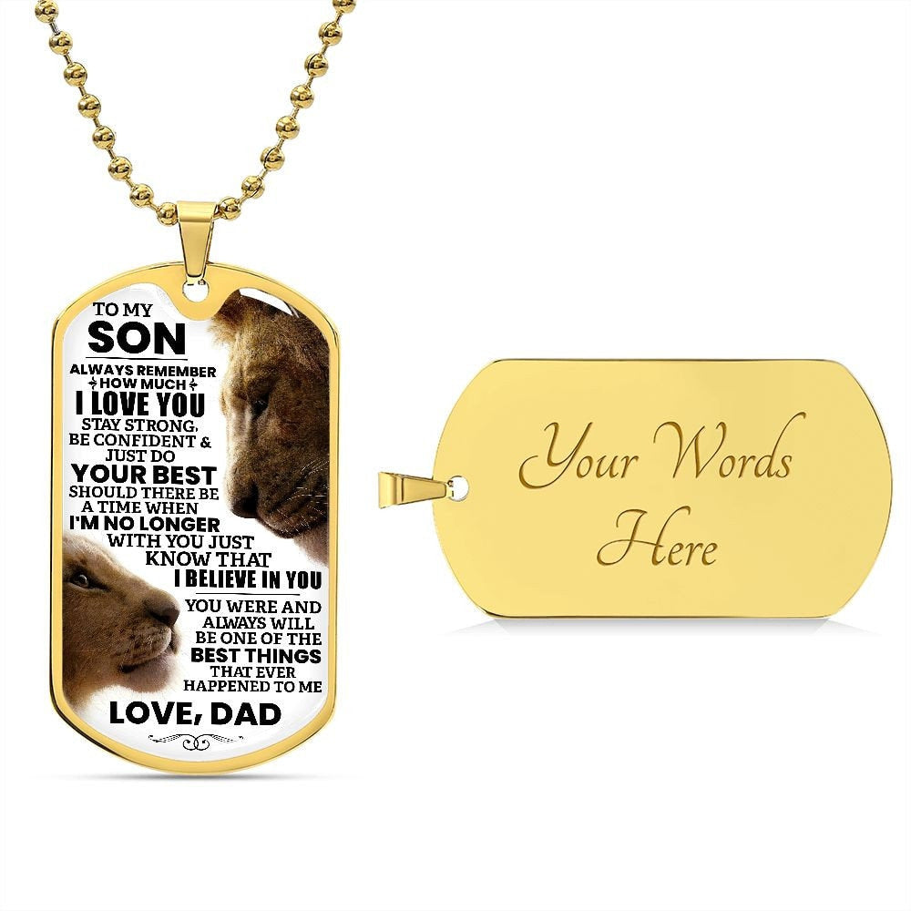 To My Son Dog Tag Necklace from Dad, Young Boy Dog Tag, Father to Son Gift, Teen Necklace, Daddy Son Keepsake, Personalized Dog Tag For Son