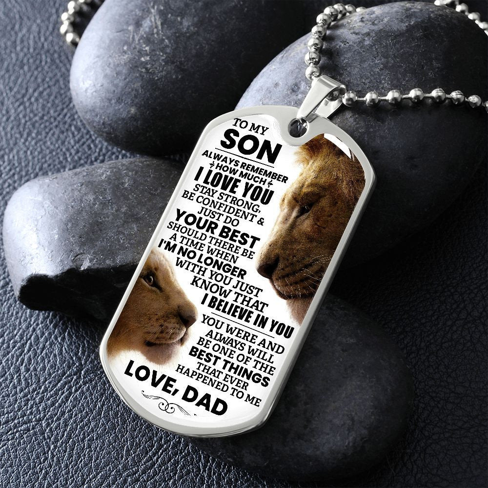 To My Son Dog Tag Necklace from Dad, Young Boy Dog Tag, Father to Son Gift, Teen Necklace, Daddy Son Keepsake, Personalized Dog Tag For Son