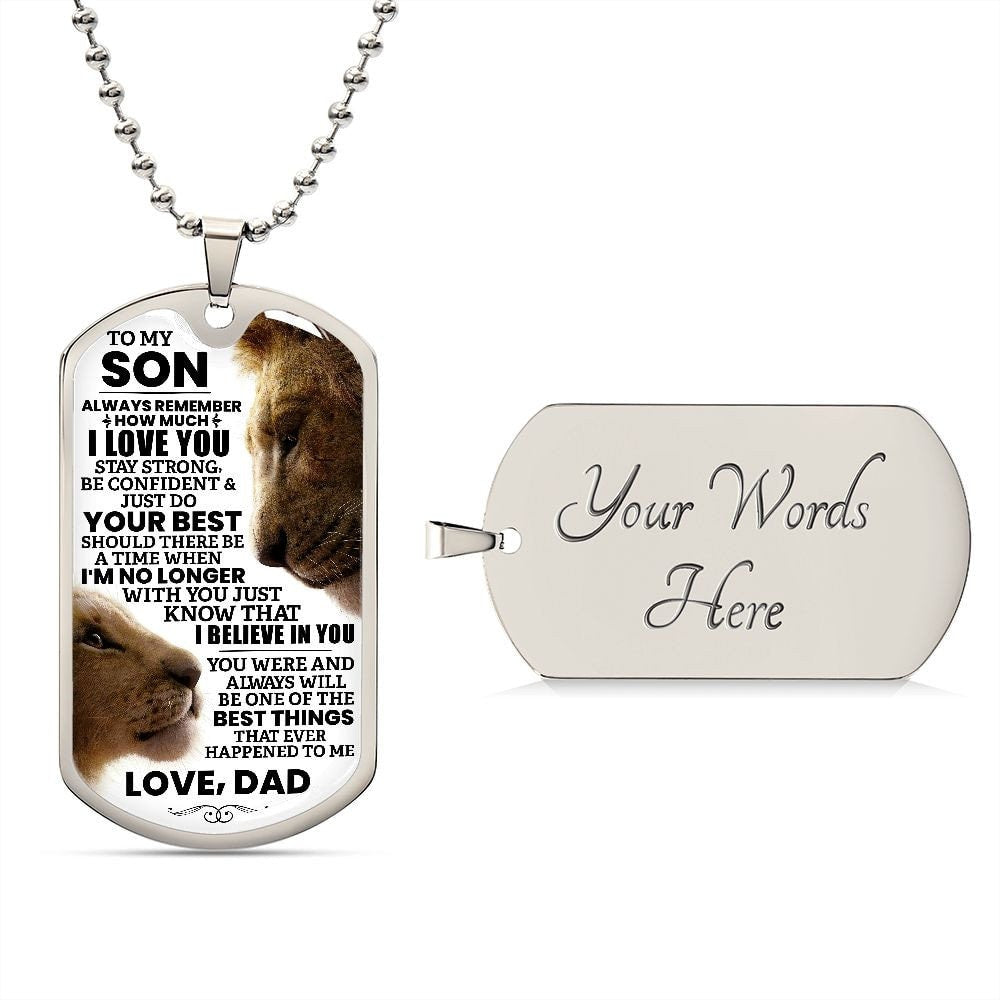 To My Son Dog Tag Necklace from Dad, Young Boy Dog Tag, Father to Son Gift, Teen Necklace, Daddy Son Keepsake, Personalized Dog Tag For Son