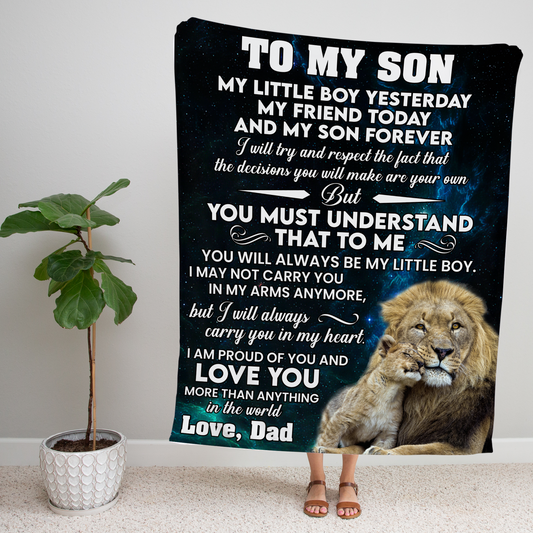 To My Son l My Little Boy Yesterday, Blue l Love Dad l Blanket